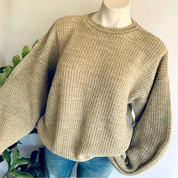 Vintage Sweaters - v i n t a g e :: Oversized Grandpa Knit Sweater Neutral Slouchy Chunky